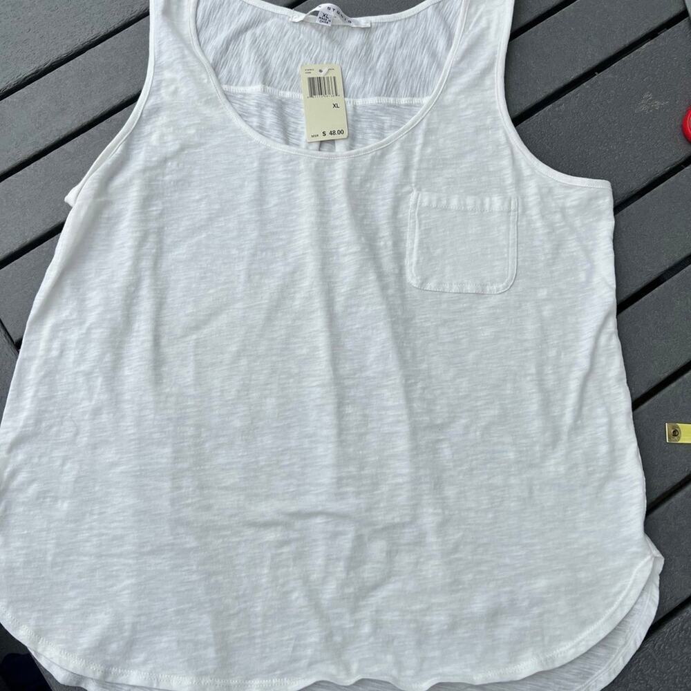 Max Studio white scoop neck tank top, women's size XL, NWT